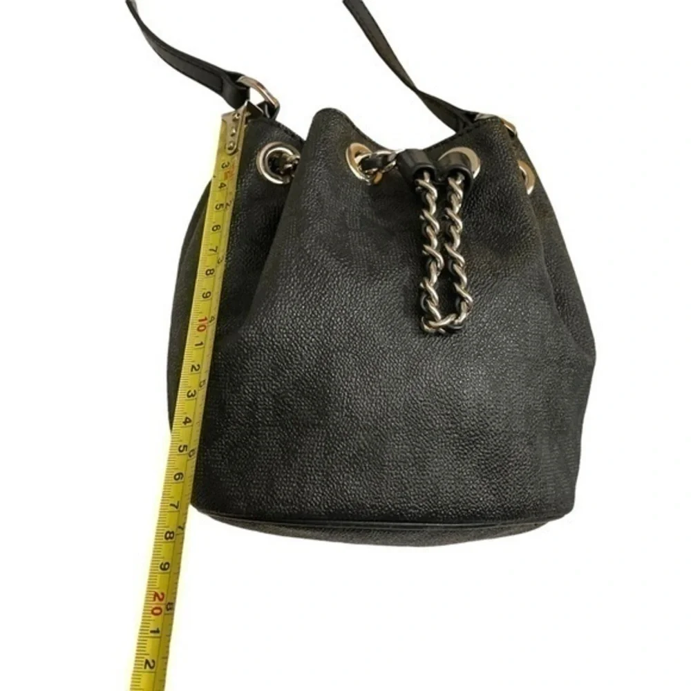 Michael kors signature mk black gray drawstring mini bucket bag rare